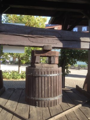 Close Up Of Tub For Grapes On<br>Grape Press