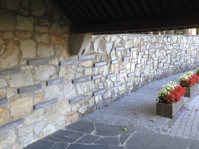 View from under the shelter at the Malmédy Massacre Memorial