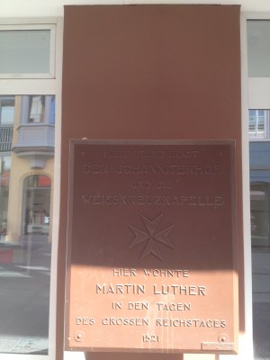 Sign Marking Place Where Martin Luther Stayed During The Diet Of Worms