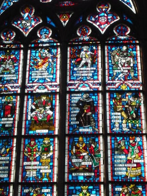 Stained Glass Window At Worms Cathedral With Panel Showing Martin Luther