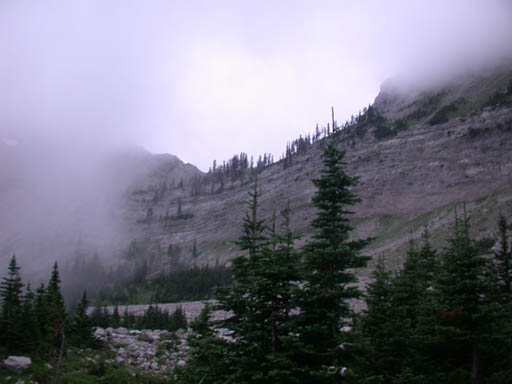 Headquarters Creek Pass with fog